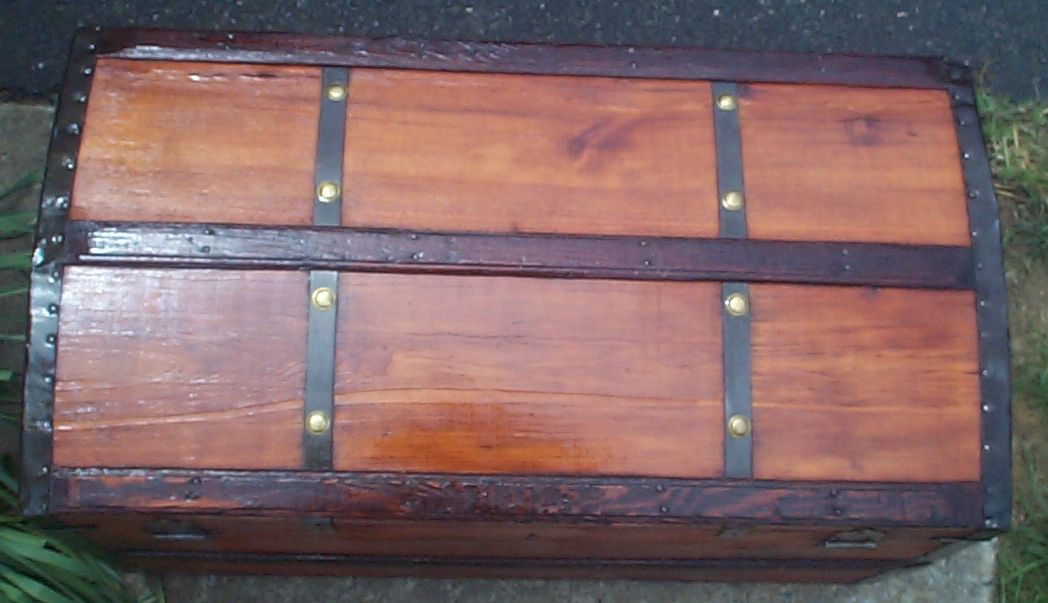 restored victorian lithograph dome top antique trunk for sale 645