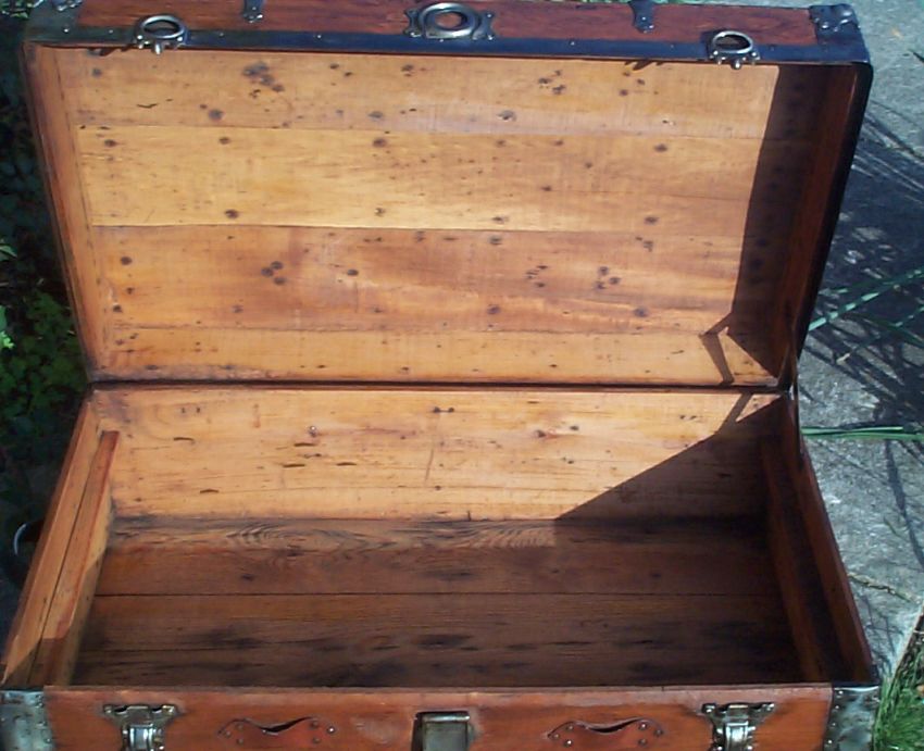 restored victorian flat top low profile antique trunk for sale 646