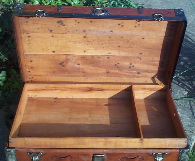 restored victorian flat top low profile antique trunk for sale 646