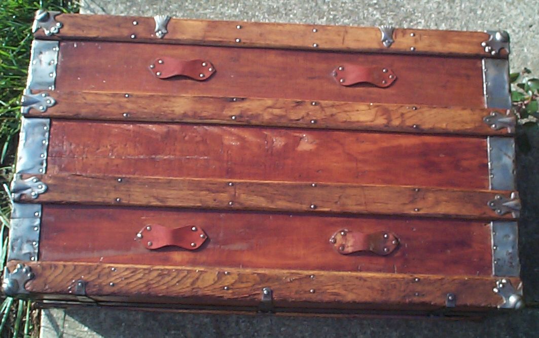 restored victorian flat top low profile antique trunk for sale 646