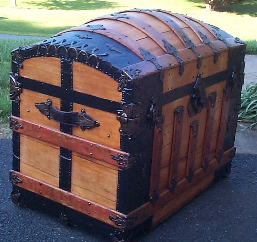 restored victorian dome top humpback antique trunk for sale 648