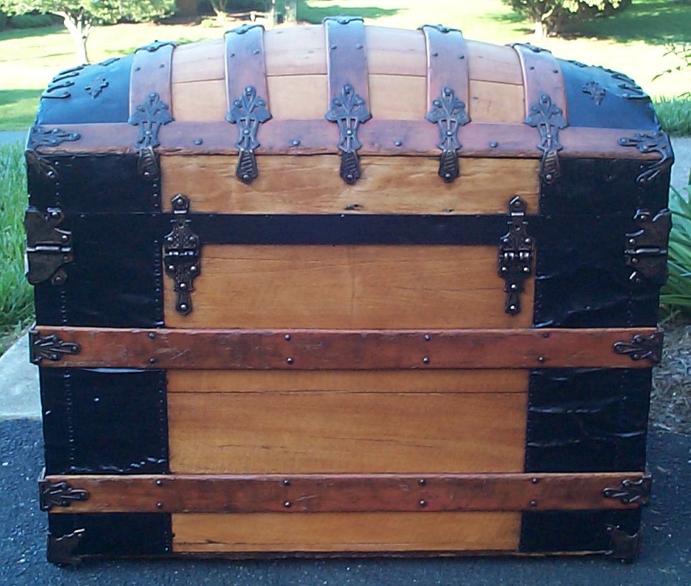 restored victorian dome top humpback antique trunk for sale 648