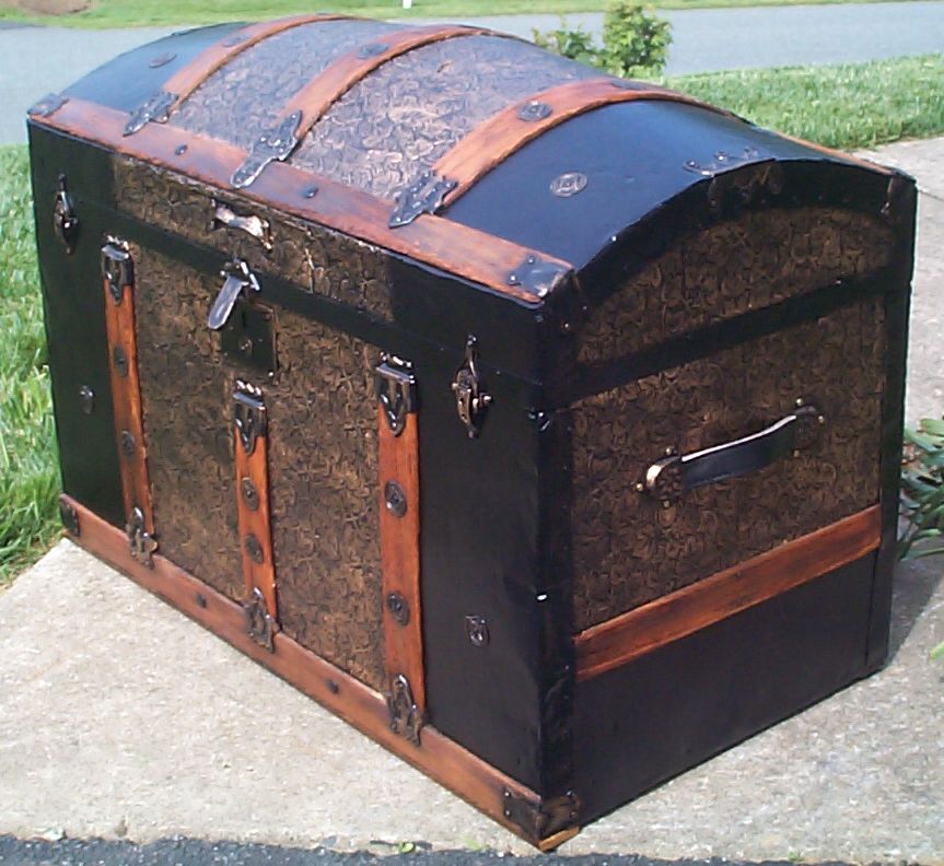 restored victorian dome top humpback antique trunk for sale 654
