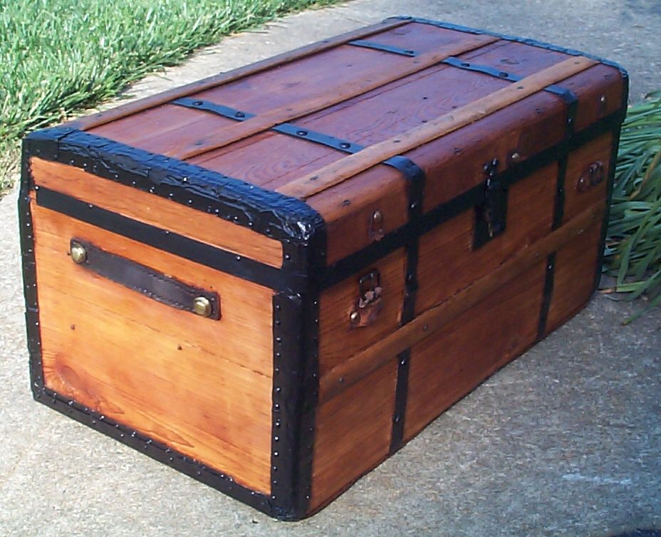 restored victorian civil war era flat top trunk for sale 660