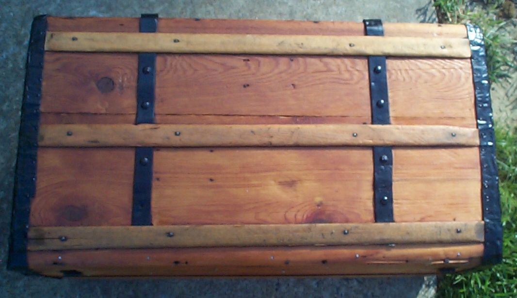 restored victorian civil war era flat top trunk for sale 660