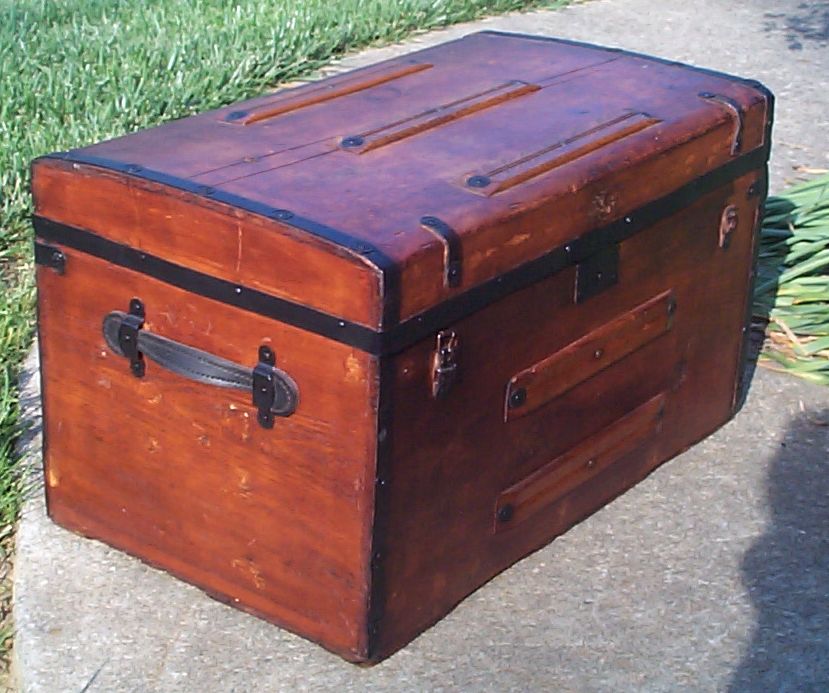restored victorian civil war era flat top trunk for sale 661