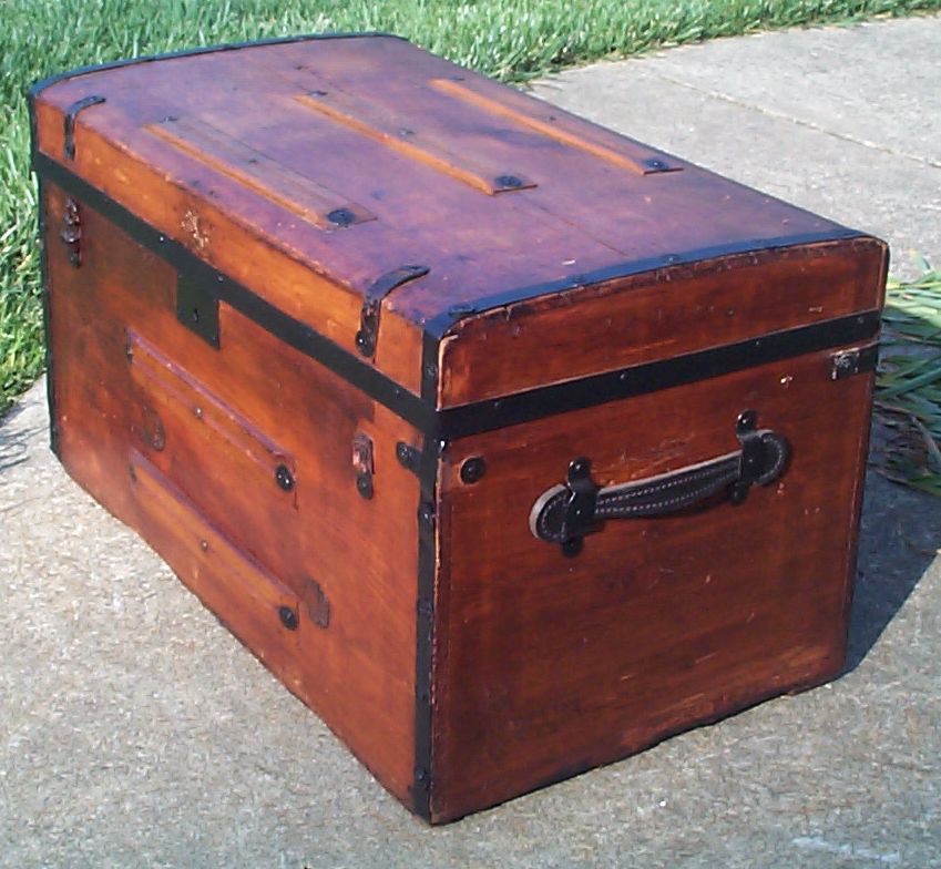 restored victorian civil war era flat top trunk for sale 661