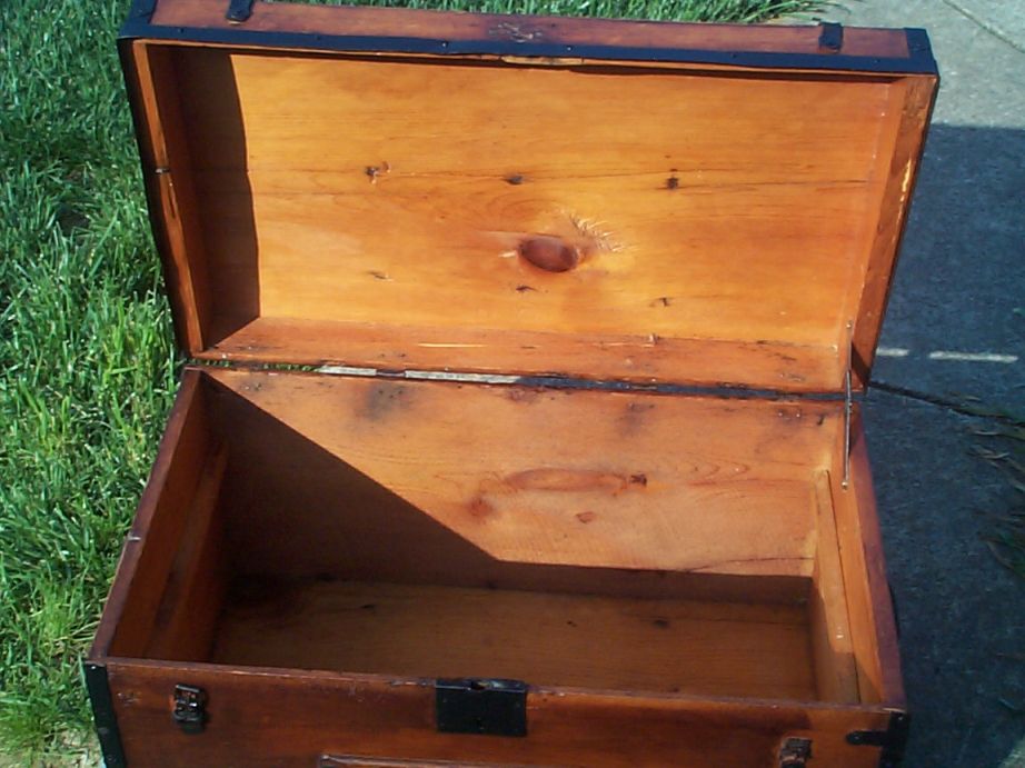 restored victorian civil war era flat top trunk for sale 661