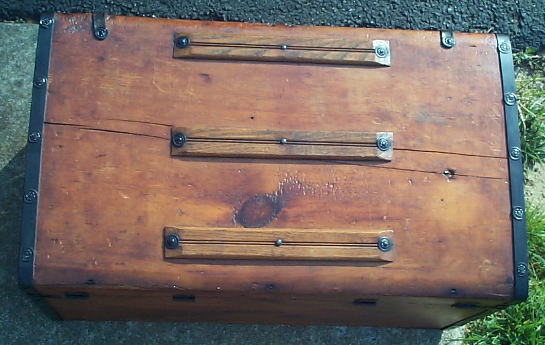 restored victorian civil war era flat top trunk for sale 661