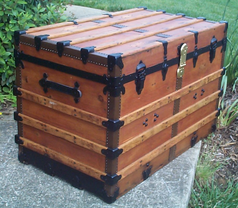 restored victorian flat top trunk for sale 671