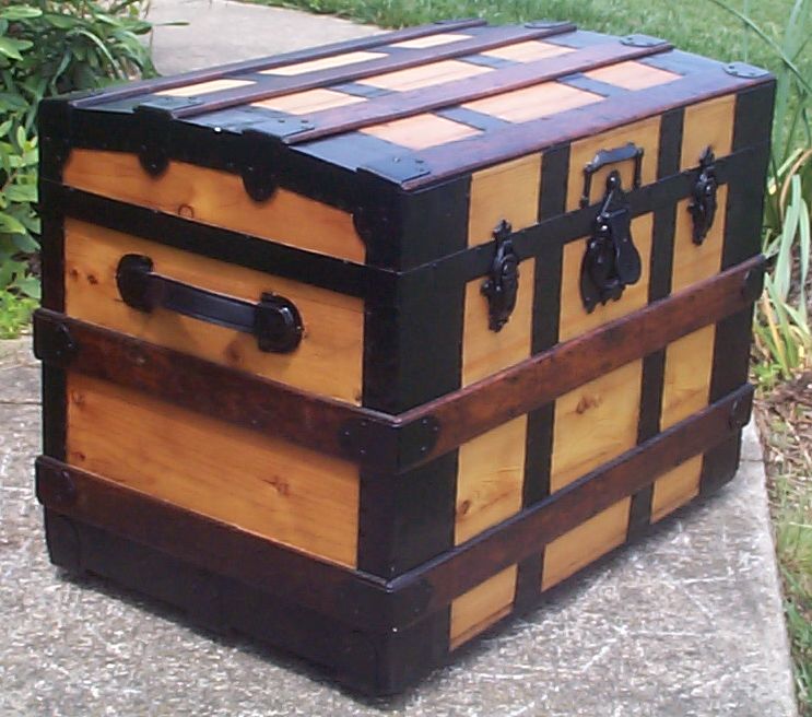 restored victorian all wood roll top trunk for sale 673