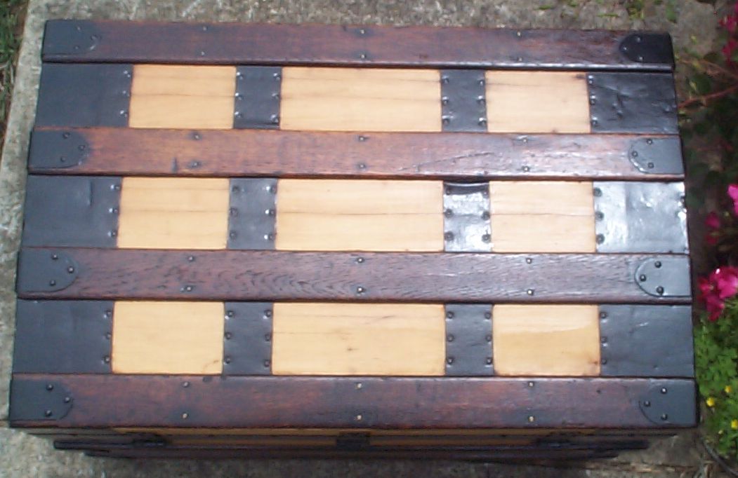 restored victorian all wood roll top trunk for sale 673