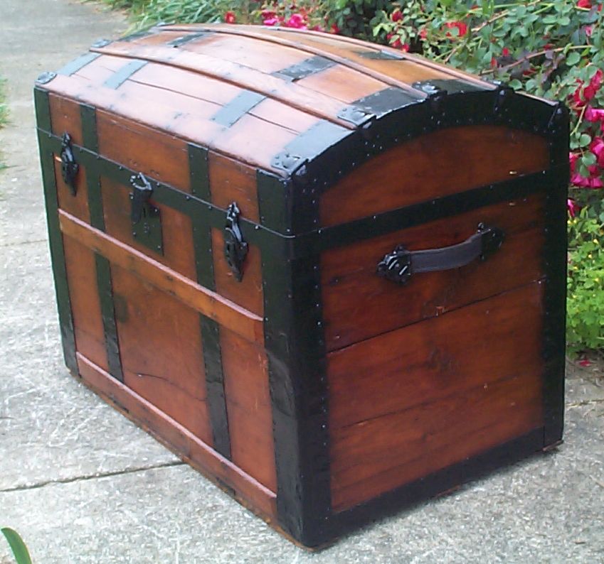 restored victorian all wood humpback or dome top trunk for sale 679