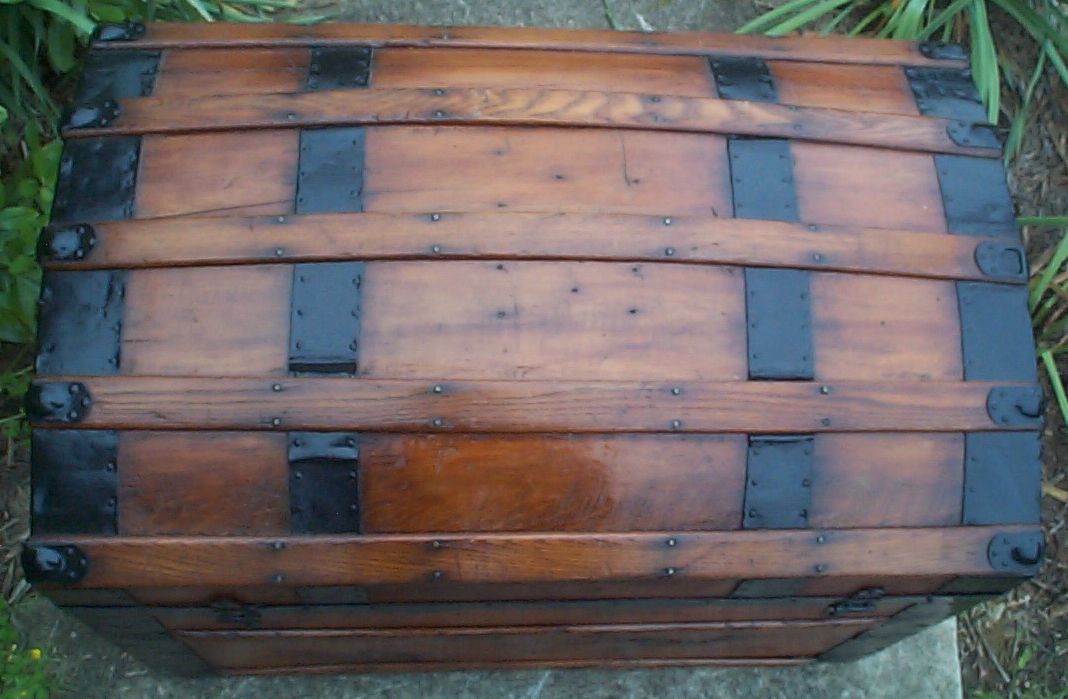 restored victorian all wood humpback or dome top trunk for sale 679