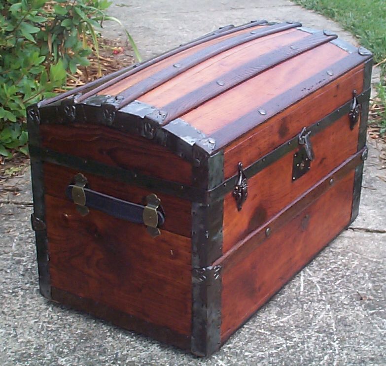 restored victorian all wood humpback or dometop trunk for sale 683
