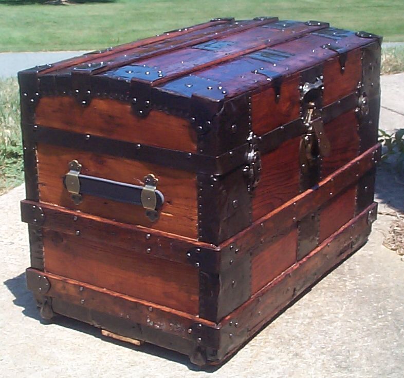 restored victorian all wood roll top trunk for sale 701