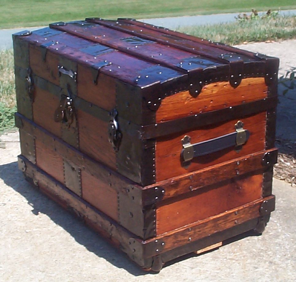 restored victorian all wood roll top trunk for sale 701