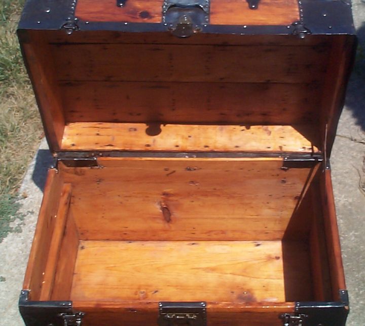 restored victorian all wood roll top trunk for sale 701