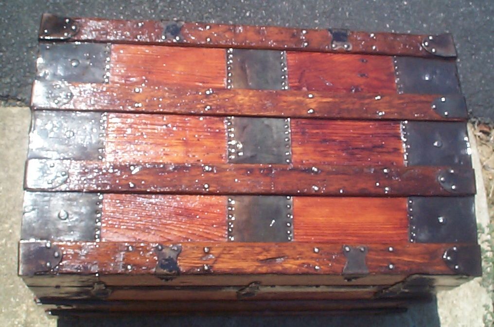 restored victorian all wood roll top trunk for sale 701