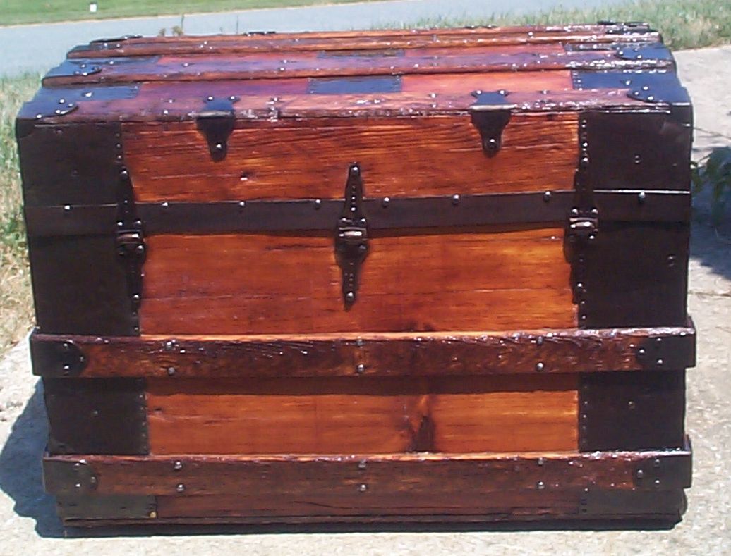 restored victorian all wood roll top trunk for sale 701