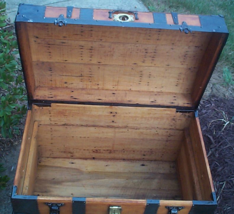 restored victorian all wood roll top trunk for sale 705