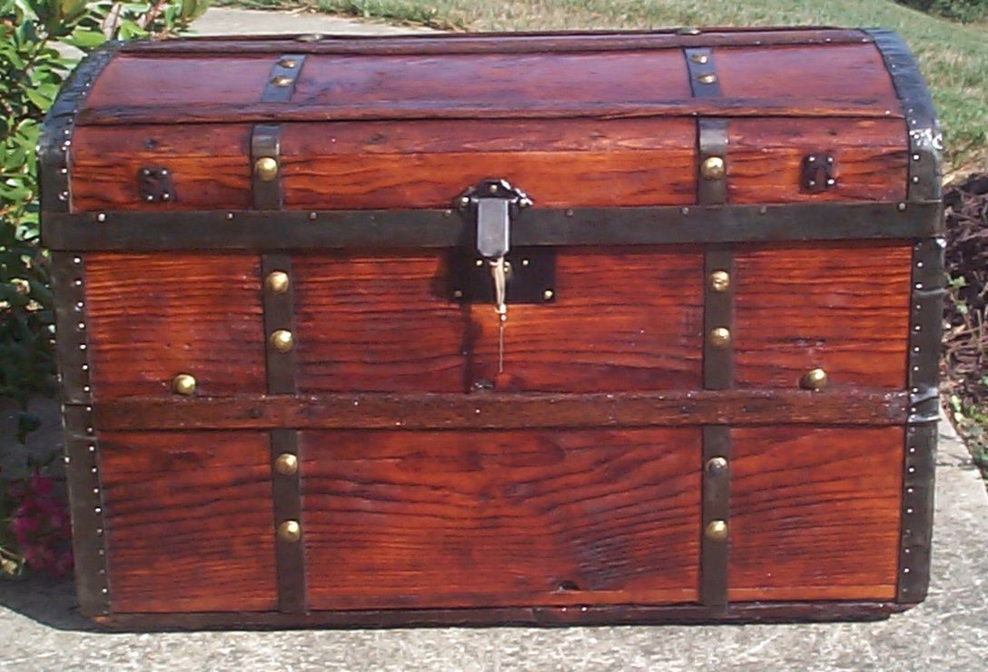 restored all wood roll top antique trunk for sale 707