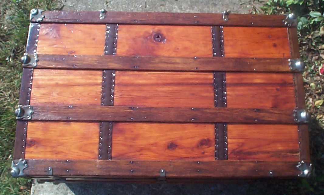 restored victorian all wood roll top antique trunk for sale 709