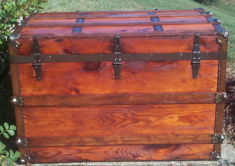 restored victorian all wood roll top antique trunk for sale 709
