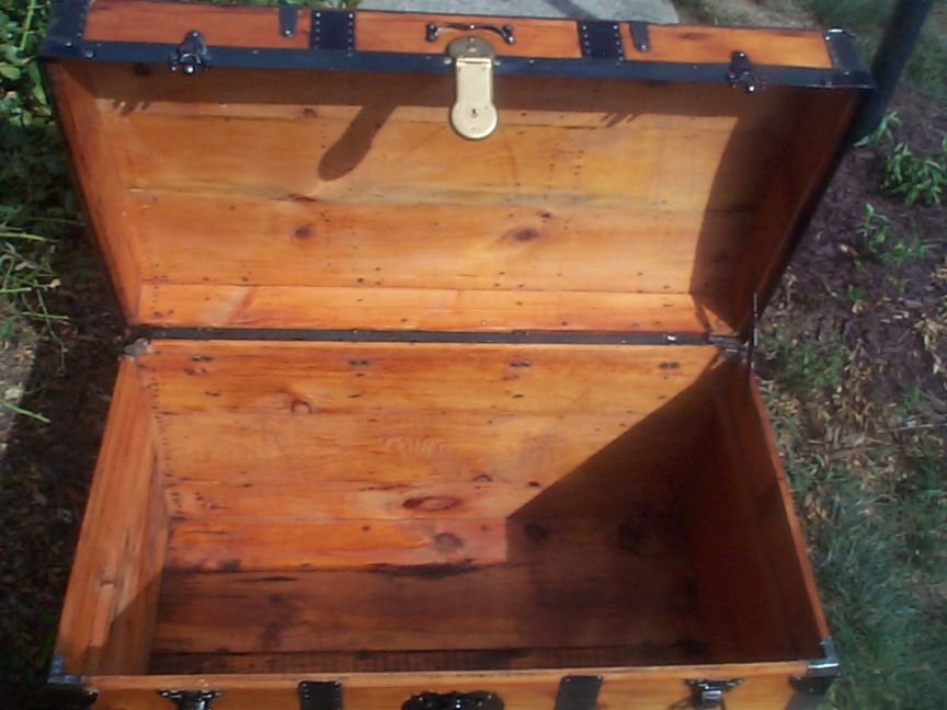 restored victorian all wood roll top antique trunk for sale 711