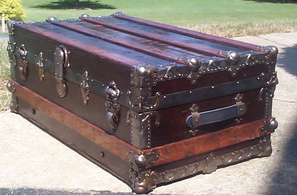 restored victorian all wood roll top antique trunk for sale 717