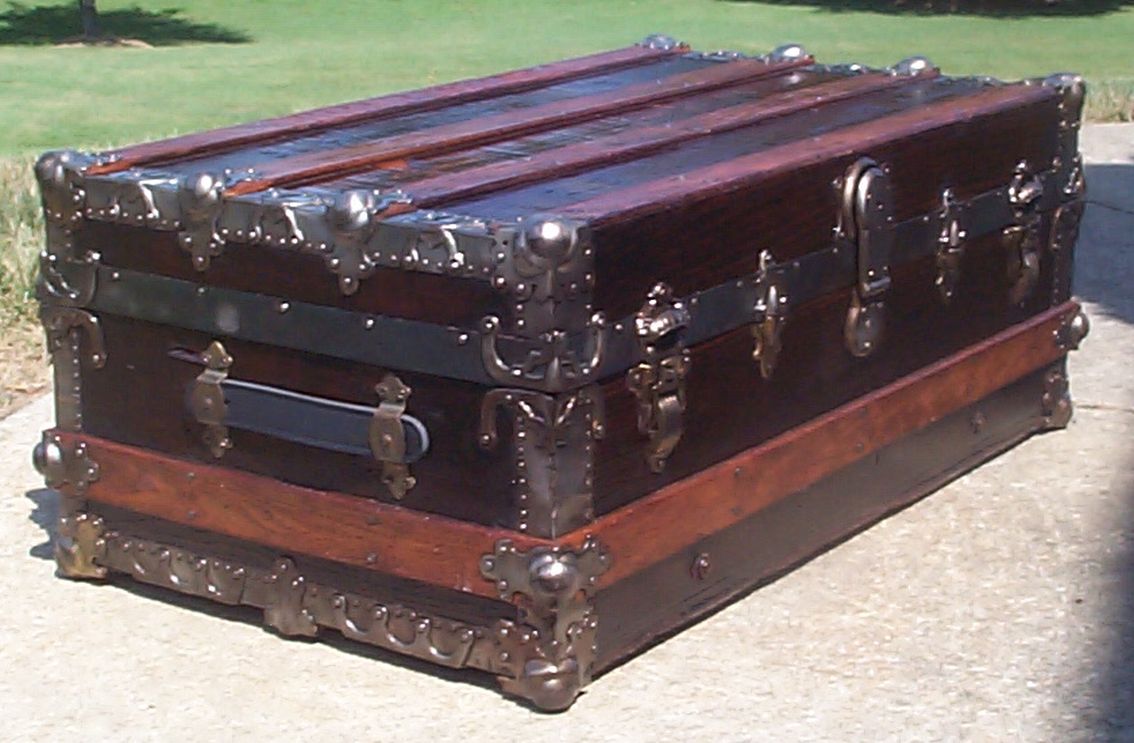 restored victorian all wood roll top antique trunk for sale 717