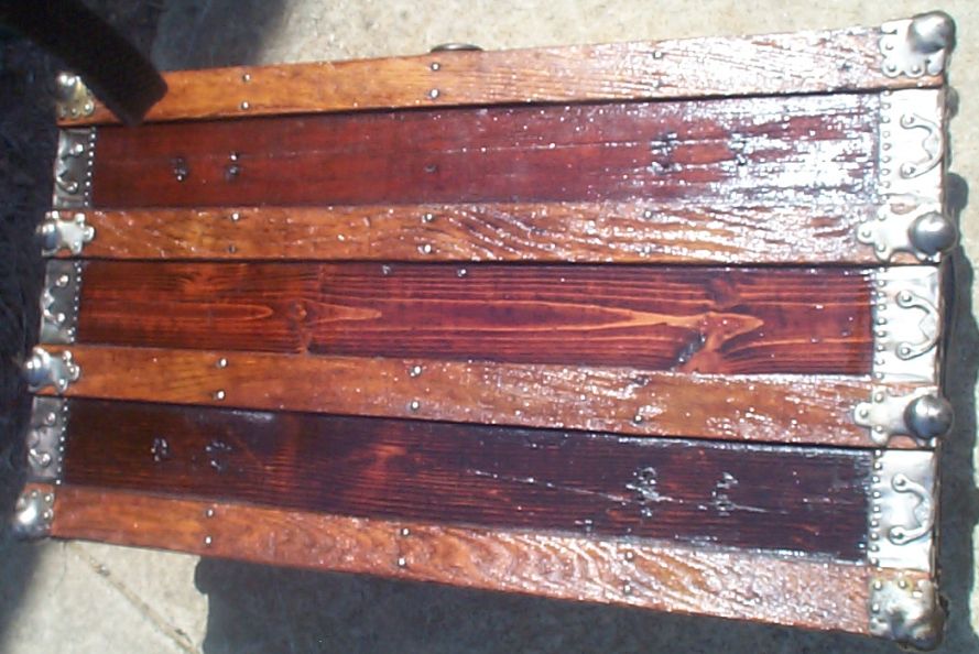 restored victorian all wood roll top antique trunk for sale 717