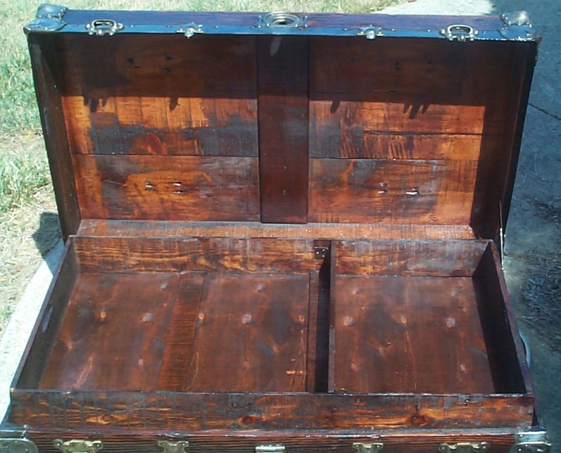 restored victorian all wood roll top antique trunk for sale 717