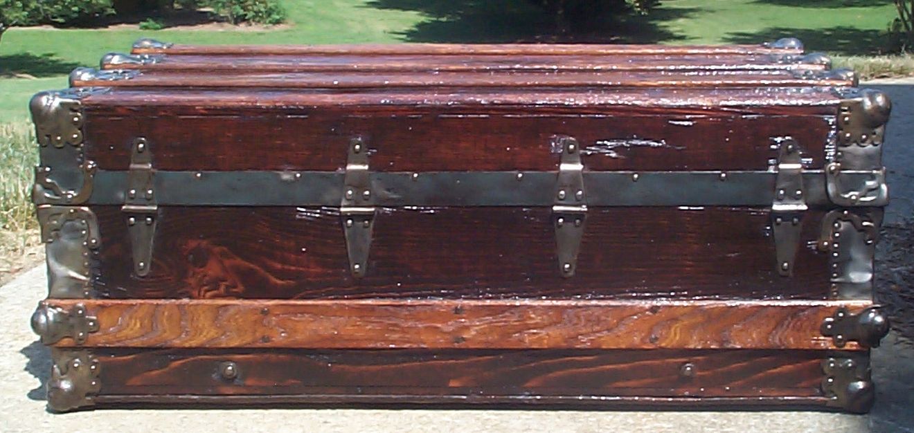 restored victorian all wood roll top antique trunk for sale 717