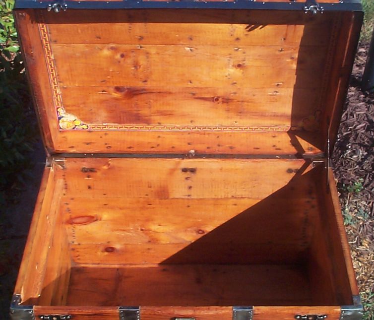 restored victorian all wood roll top antique trunk for sale 718