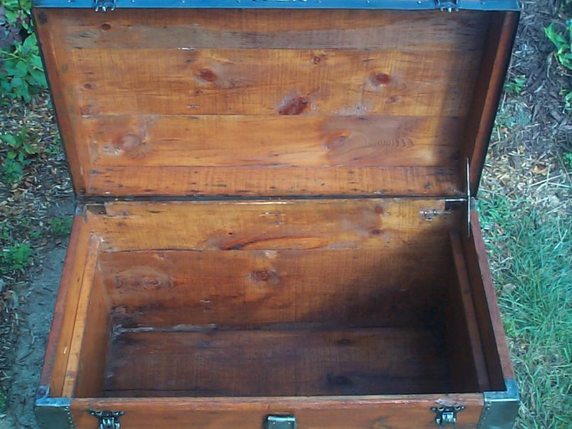 restored victorian all wood flat top antique trunks for sale 719
