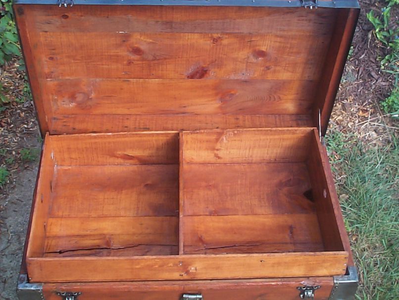 restored victorian all wood flat top antique trunks for sale 719