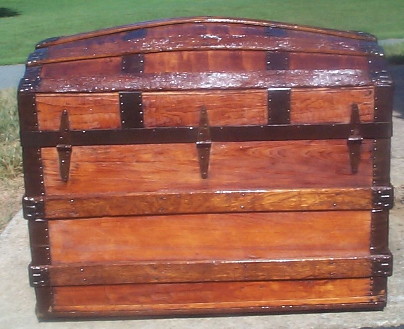 restored victorian all wood dome top antique trunks for sale 722