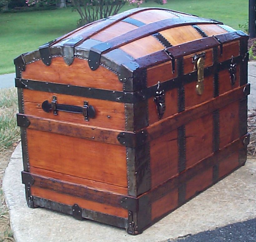 restored victorian all wood dome top antique trunks for sale 723