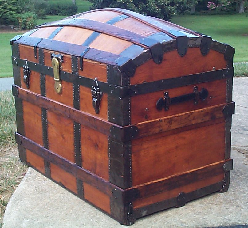 restored victorian all wood dome top antique trunks for sale 723