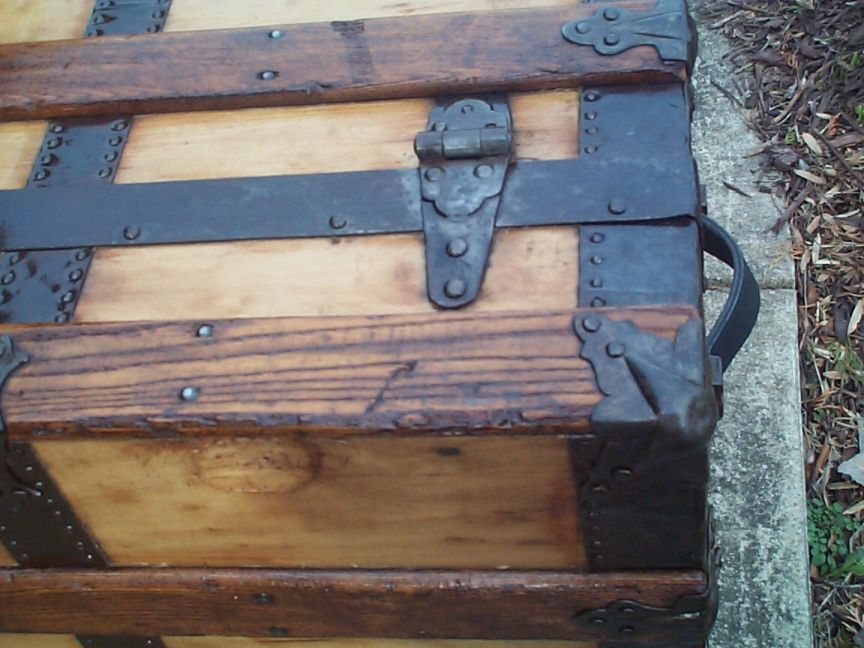 restored victorian all wood flat top antique theatrical trunks for sale 726