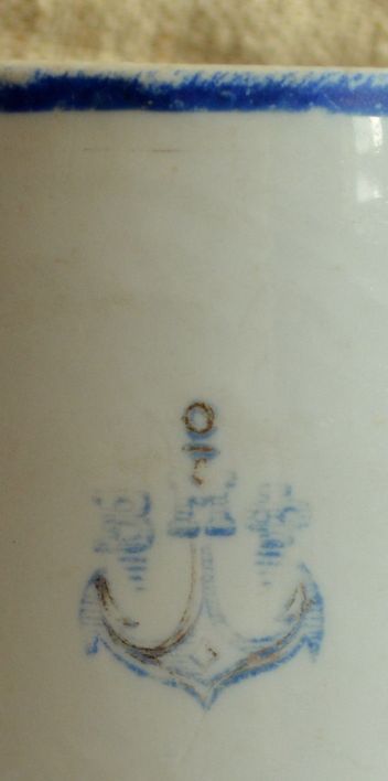 russian or soviet navy mug or cup with anchor and vmf insignia