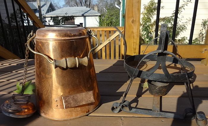 1890s us navy enlisted mess hall galley brass and copper coffee pot