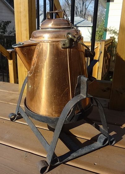 1890s to early 1900's 9 Quart Brass and Copper Coffee Pot Mess