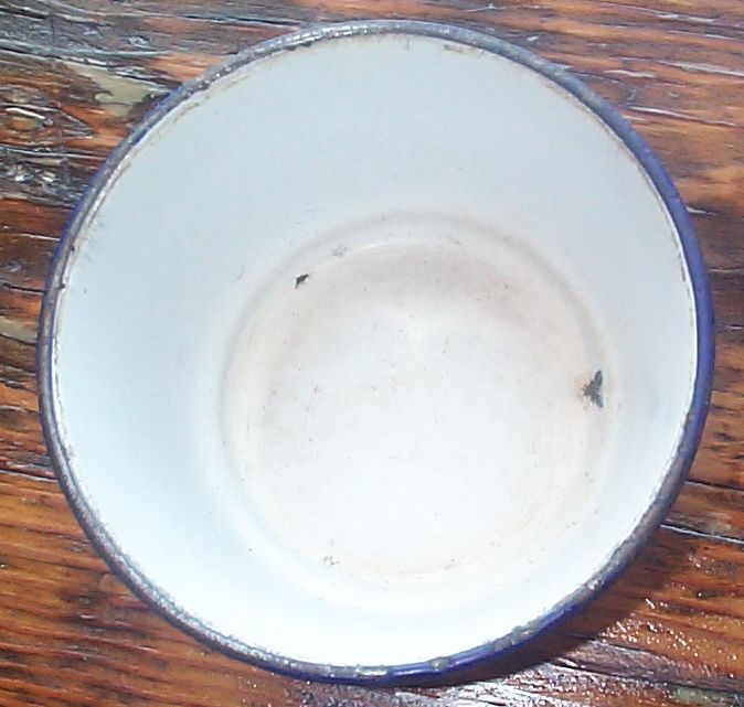 1890s-1900s White Porcelain on Metal Enamelware US Navy Enlisted Mess Bowl