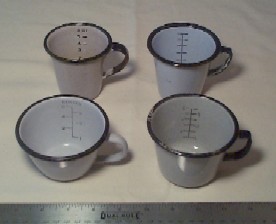 US Navy Mess Deck and Galley Gray Enamel Measuring Cups