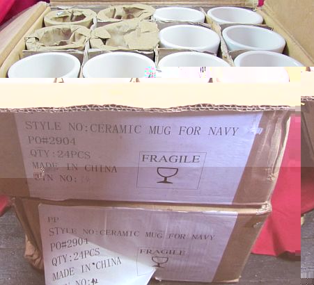 Fake Reproductions of USN enlisted White Large Handless Mug for All Dinners and Watchstanding)