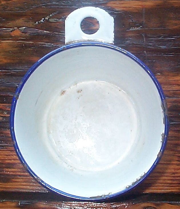 1890s-1900s White Porcelain on Metal Enamelware US Navy Enlisted Mess Cup