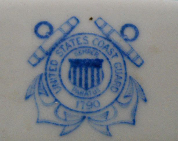 USCG Coast Guard China white serving platter, blue insignia