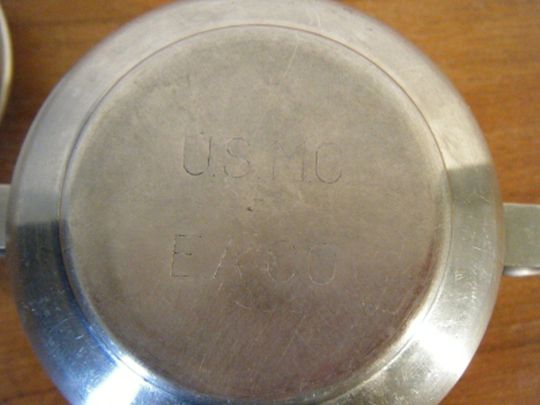 bottom showing USMC and sugar bowl or bouillon cup